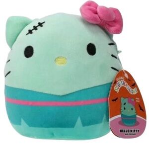 Hello Kitty Squishmallow Plush - Frankenstein Mint Green and Pink Spooky Season